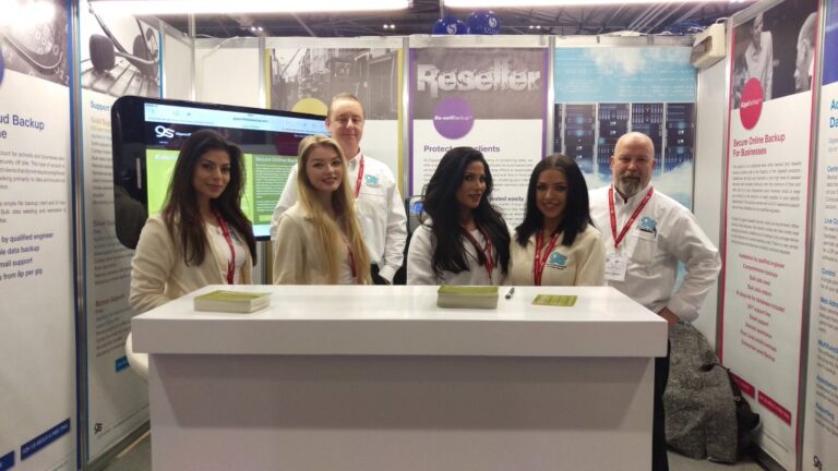 Promotional Models With Gigasoft Data Backup At Bett 2016 In London Excel