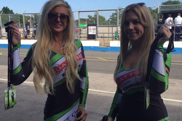 Grid Girls With Quattro Plant Kawasaki At Donington Park For British Superbikes On 18th September 2016